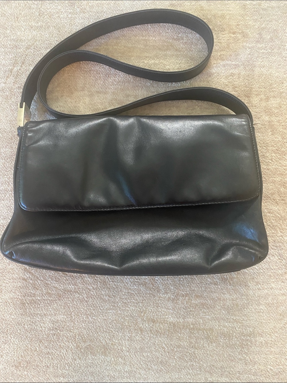 Coletta Italian Classic Black Leather Crossbody Shoulder Bag